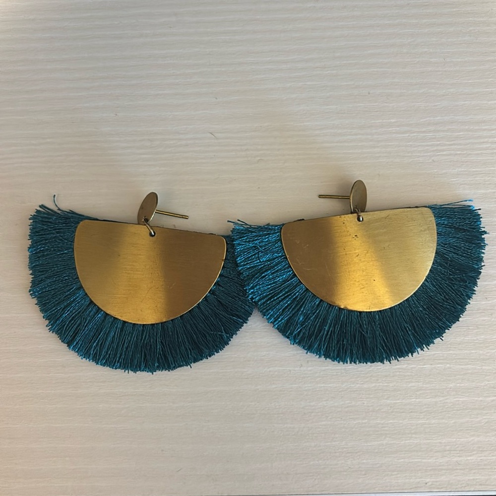 Teal and Gold Earrings